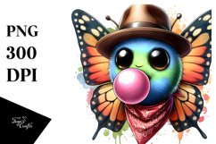 Colorful Butterfly Wearing Hat |Watercolor Image Product Image 1