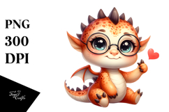Cute Baby Dragon Showing Love Sign Clipart Product Image 1