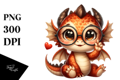 Cute Baby Dragon Showing Love Sign Clipart Product Image 1