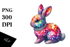 Colorful Bunny Made of Diamonds PNG Product Image 1