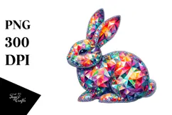 Colorful Bunny Made of Diamonds PNG Product Image 1