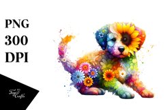 splashes,puppy made of flowers PNG Product Image 3