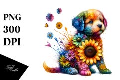 splashes,puppy made of flowers PNG Product Image 1