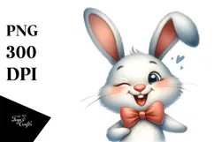 Goofy Cartoon Bunny with Bow Tie PNG Product Image 1