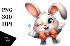 Goofy Cartoon Bunny with Bow Tie PNG Product Image 1
