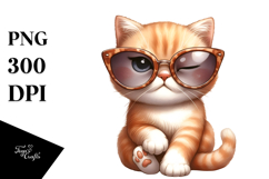 Cute Cat with Oversized Sunglasses PNG Product Image 1