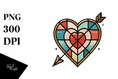 Retro Stained Heart with Arrow PNG Product Image 1