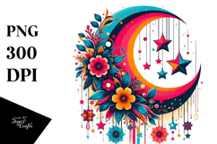 Retro Vibrant Half Moon PNG Product Image 1
