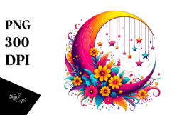 Retro Vibrant Half Moon PNG Product Image 1