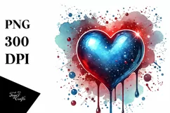 Glossy Red Heart on Splashy Background PNG Product Image 1