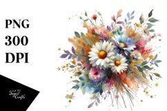 Colorful Bouquet with Daisy, GOLD FOIL Splash Product Image 3