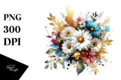 Colorful Bouquet with Daisy, GOLD FOIL Splash Product Image 1