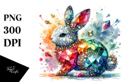 Colorful Bunny made of Diamonds PNG Product Image 1