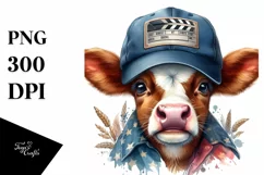 Colorful Baby Cow Director Cap PNG Product Image 3