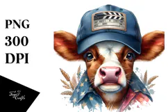Colorful Baby Cow Director Cap PNG Product Image 1