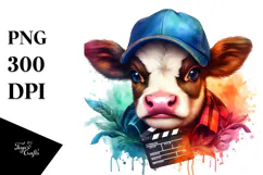 Colorful Baby Cow Director Cap PNG Product Image 1