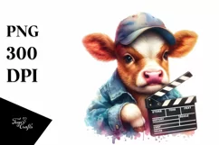 Colorful Baby Cow Director Cap PNG Product Image 1