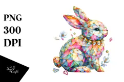 Colorful Pastel Bunny Made of Diamonds PNG Product Image 1