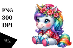 Cute Baby Unicorn Dressed, PNG Product Image 1