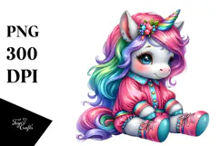 Sitting Baby Unicorn Drawing, Transparent PNG Product Image 1