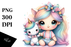 Colorful Baby Unicorn Puppet PNG Product Image 1