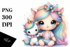 Colorful Baby Unicorn Puppet PNG Product Image 1