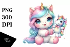 Colorful Baby Unicorn Puppet PNG Product Image 1