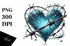 Digital Painting Heart Made of Material with Barbwire PNG Product Image 1