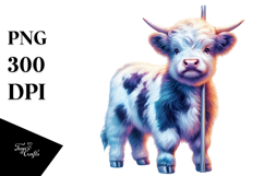 Colorful Baby Highland Cow Pole PNG Product Image 1
