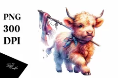 Colorful Baby Highland Cow Pole PNG Product Image 3
