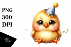 Cute Baby Chicken with Party Hat, PNG Product Image 3