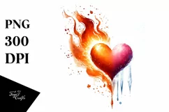 Washed Fire and Ice Heart Digital Painting Product Image 1