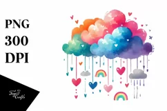 Colorful Cloud with Blood and Hearts PNG Product Image 1