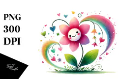 Colorful Flower with Hearts, Transparent PNG Product Image 1