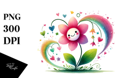 Colorful Flower with Hearts, Transparent PNG Product Image 1
