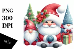Cute Christmas Gnomes with Santa PNG Product Image 1
