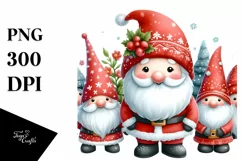 Cute Christmas Gnomes with Santa PNG Product Image 1