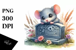 Vibrant Baby Mouse with Grave | Sublimation Clipart Product Image 1