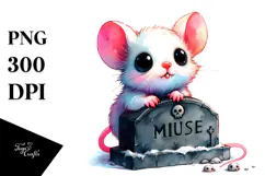 Vibrant Baby Mouse with Grave | Sublimation Clipart Product Image 1