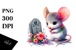 Vibrant Baby Mouse with Grave | Sublimation Clipart Product Image 1