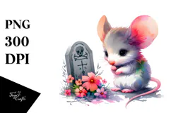 Vibrant Baby Mouse with Grave | Sublimation Clipart Product Image 1