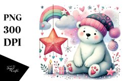 Adorned Polar Bear Watercolour Digital Art Product Image 1