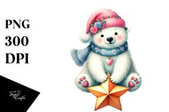 Adorned Polar Bear Watercolour Drawing Product Image 1