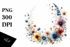 Watercolor Wild Flowers Frame | Sublimation | Clipart Product Image 3