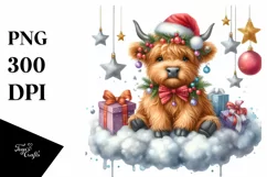 Cute Highland Cow with Christmas Ornaments Product Image 1