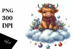 Cute Highland Cow with Christmas Ornaments Product Image 1