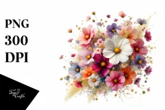 Colorful Bouquet with Cosmos, GOLD FOIL Splash Product Image 1