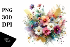 Colorful Bouquet with Cosmos, GOLD FOIL Splash Product Image 1