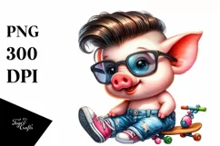 Excited Baby Pig Watercolor Product Image 3