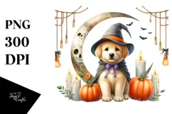 Watercolor Puppy Dressed for Halloween, High-Res PNG Product Image 1